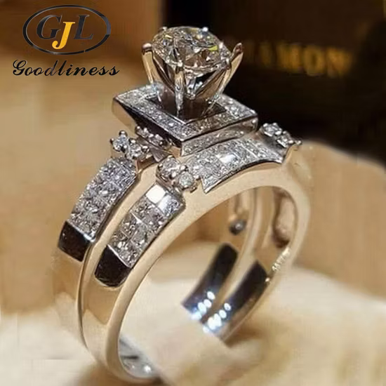 Conjunto de anéis de zircão com 8 corações e 8 flechas de diamante completo para anéis de casamento e noivado